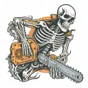 skeleton holding a chainsaw tattoo design idea