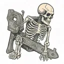 skeleton holding a chainsaw tattoo design idea