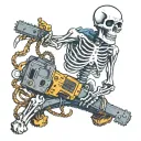 skeleton holding a chainsaw tattoo design idea