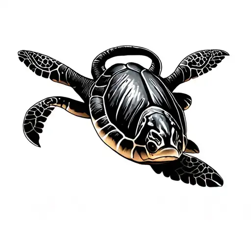 Tatto Black White in the Scetch Style. I want to represent my hobbies on flip -flops. It has to be a turtle on it, the L tattoo design idea