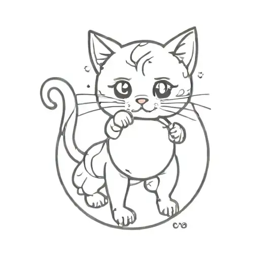 cute anime cat exiting a mirrorball million pieces tattoo design idea