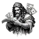 Money casino god holding tattoo design idea