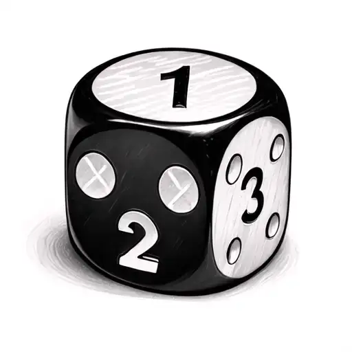 3 dice rolling has a 1 and 3 the other has a 2 and 3 the last one has a 3 tattoo design idea