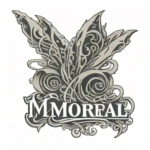 title 'Immortal', font styled like album deftones - B-Sides & Rarities tattoo design idea