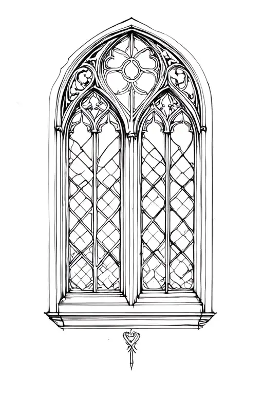 gothic window Nostalgic vibe Outside tattoo design idea