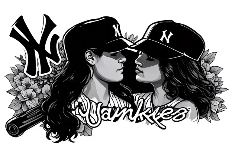 father daughter Yankees memorial tattoo design idea