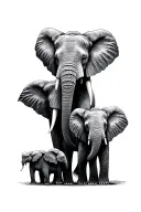 family of 4 elephants with two adult and two baby ones tattoo design idea