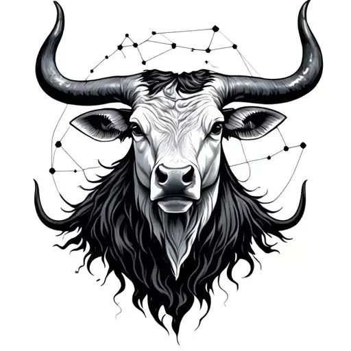 Taurus with its constellation tattoo design idea