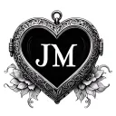 J M initials inside a heart shaped locket tattoo design idea