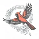 cardinal flying silhouette two wing tattoo design idea