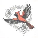 cardinal flying silhouette two wing tattoo design idea
