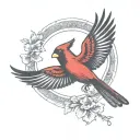 cardinal flying silhouette two wing tattoo design idea