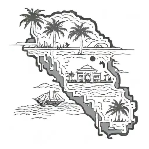 I want outline of Jamaica and in the outline is a mural of Jamaica and everything Jamaica consist of  tattoo design idea