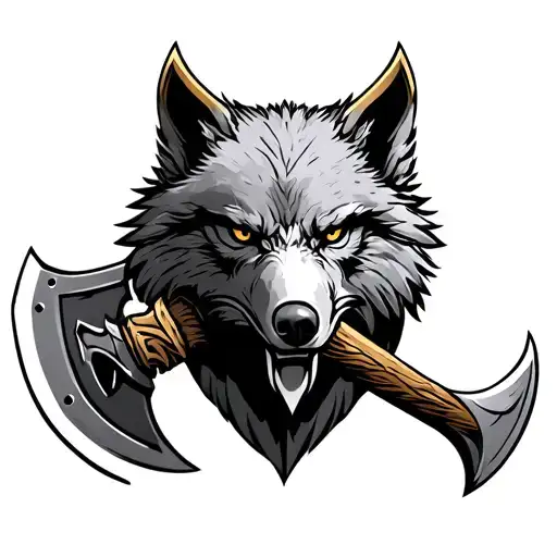 shield viking wolf ax eagle tattoo design idea