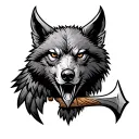 shield viking wolf ax eagle tattoo design idea