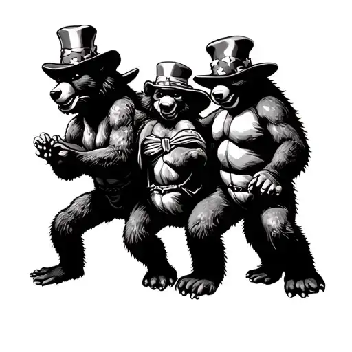 trippy grateful dead with dancing bears bertha uncle sam and the turtles tattoo design idea