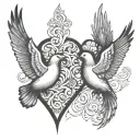 3 doves one heart tattoo design idea