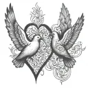 3 doves one heart tattoo design idea