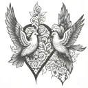 3 doves one heart tattoo design idea