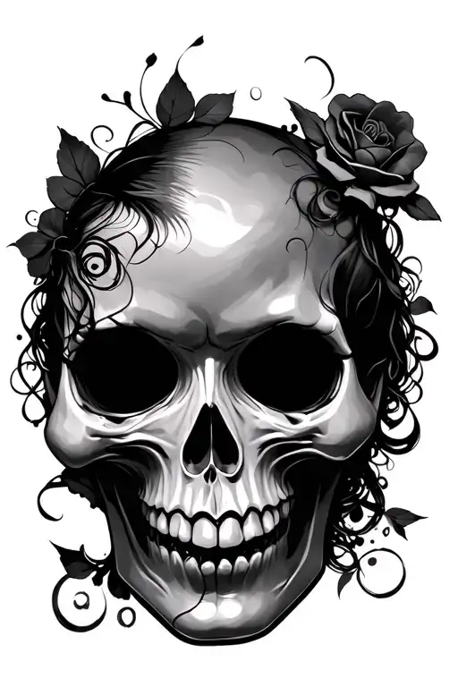 smile now cry later side view girly skull face tattoo design idea