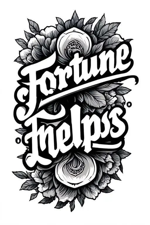 Fortune helps Lettering Font Tattoo tattoo design idea