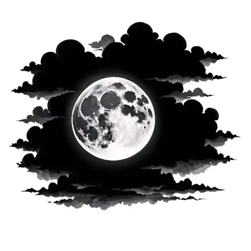 Full Moon With Clouds tattoo design idea
