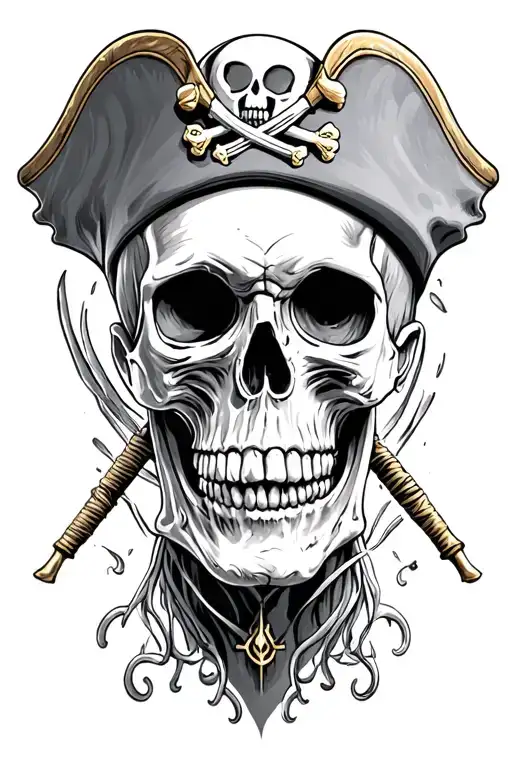 zombie pirate skull tattoo design idea