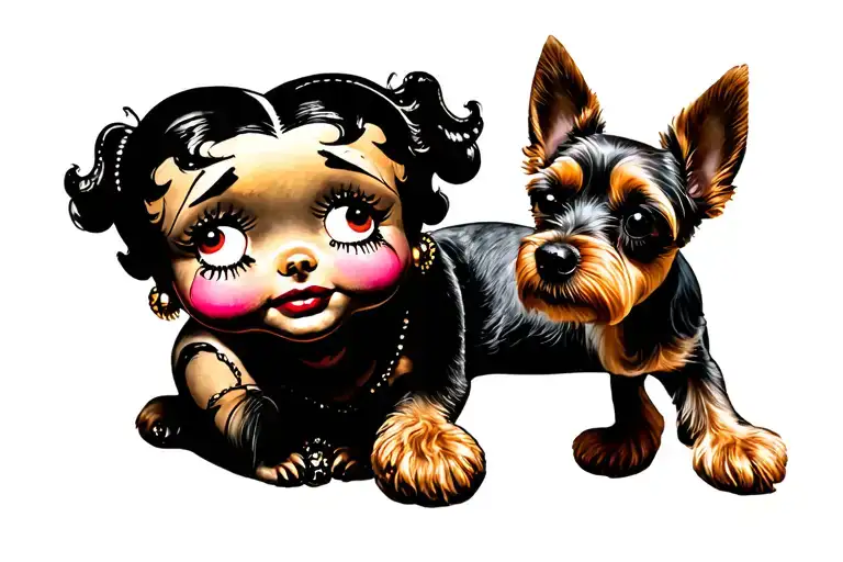 black betty boop and her dog tattoo design idea