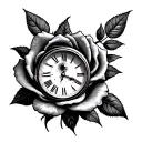 eye rose clock quote tattoo design idea