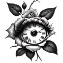 eye rose clock quote tattoo design idea