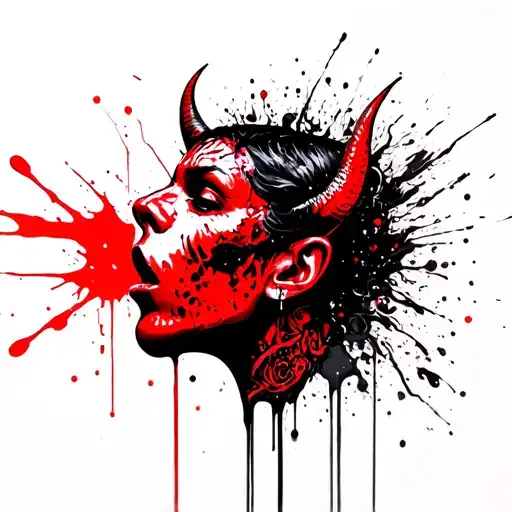 devil whispering in ear  tattoo design idea