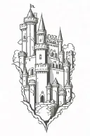 medieval castle tattoo design idea