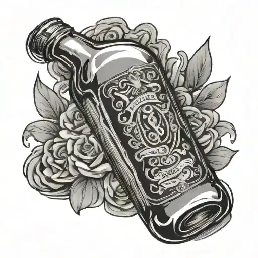 alcohol bottle tattoo design idea