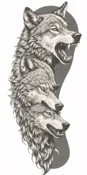 wolf snarling at bear head profile holding tattoo design idea