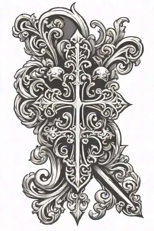 chrome heart cross tattoo tattoo design idea