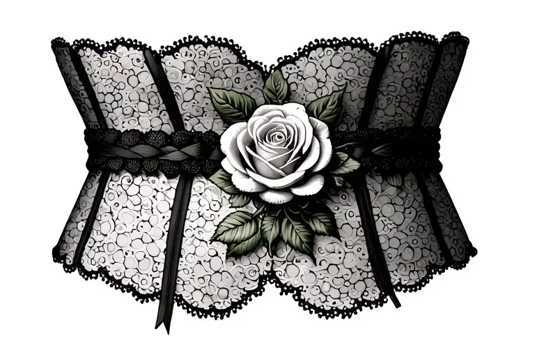 garter belt with rose  tattoo design idea