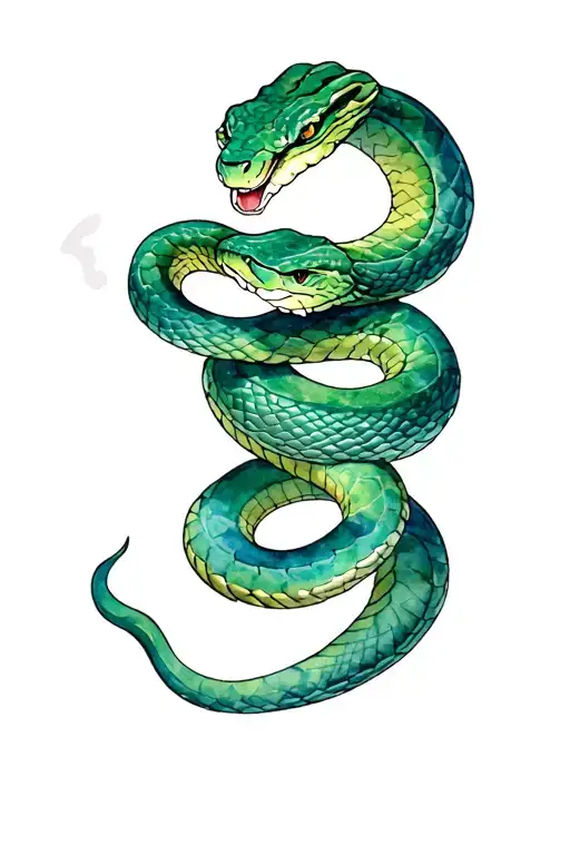 snake wrapped around the upper arm in the color scheme of Slytherin tattoo design idea