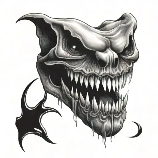 small morbid teeth creepy tattoo design idea