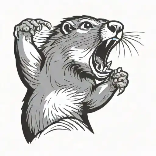 Screaming Cartoon Marmot With "henry!?" underneath tattoo tattoo design idea