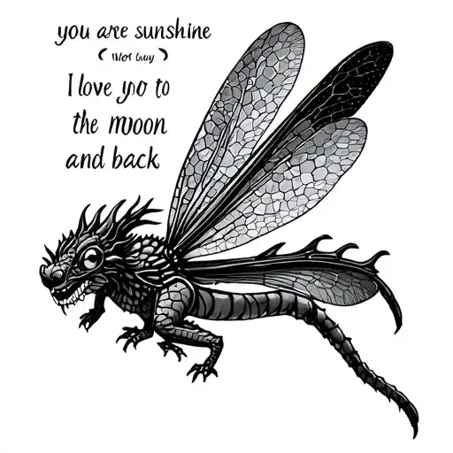 honeycomb with you are my sunshine dragon fly I love you to the moon and back tattoo design idea