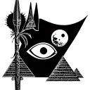 Anubis scepter, Osiris eye, pyramid, moon and sun tattoo design idea