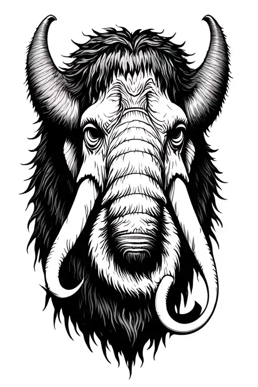 mammoth head emerging tattoo design idea