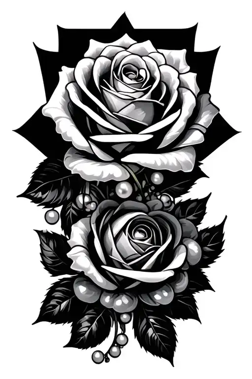 roses pearls vines wrapped tattoo design idea