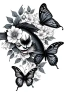 Pisces fish  joker the clown  money butterfly's flowers sleeve  tattoo tattoo design idea