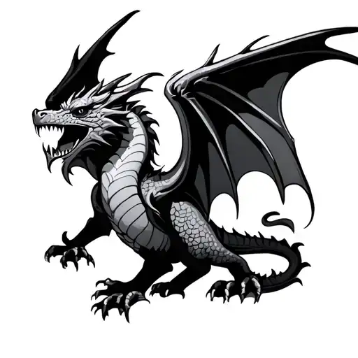 dragon with wings gothic  tattoo design idea