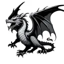 dragon with wings gothic  tattoo design idea