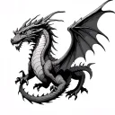 dragon with wings gothic  tattoo design idea
