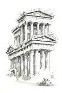 architecture of an ancient greek temple tattoo design idea