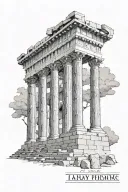 architecture of an ancient greek temple tattoo design idea