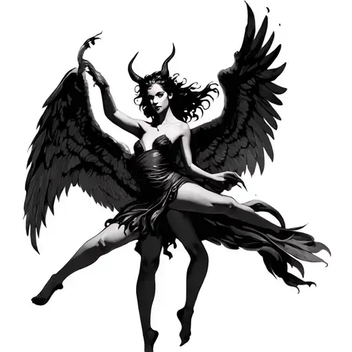 dance with the devil half angel tattoo design idea